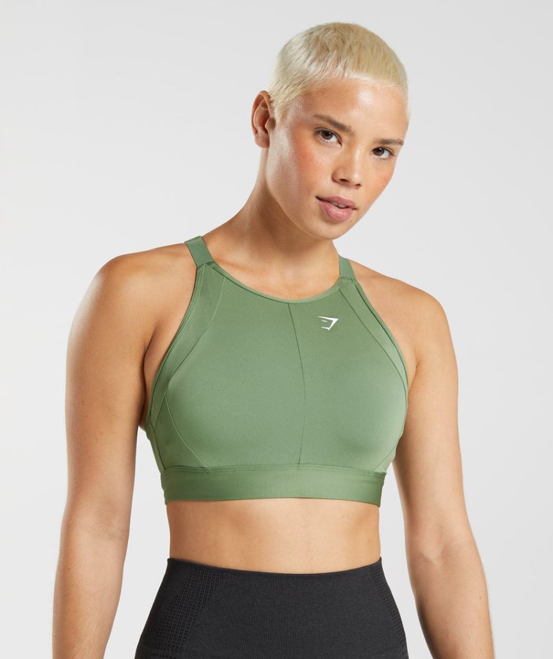 Staniki Sportowe Gymshark High Neck High Support Damskie Zielone | PL 185QAY